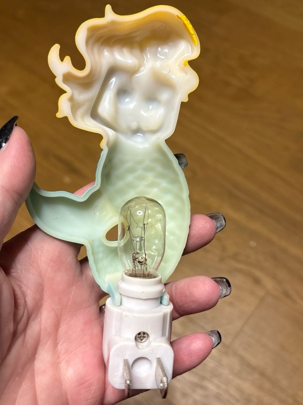 Cute Mermaid Night Light Figurine - Yellow Hair, Aqua Tail - Picture 2 of 2